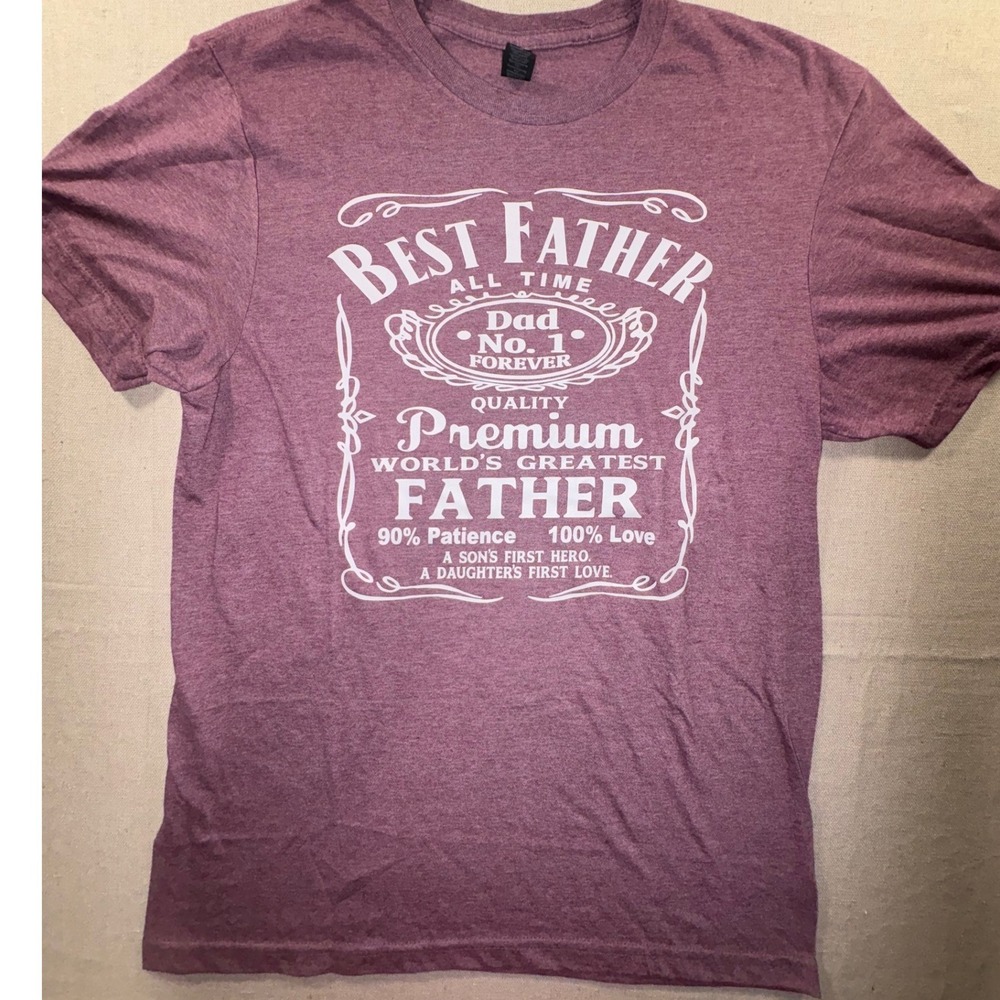 Gildan Softstyle Best Father All Time Graphic Tee Heather Purple Mens Medium